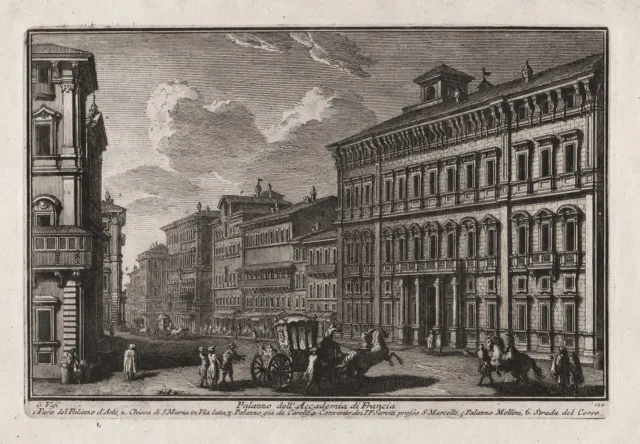Giuseppe Vasi Palazzo Mancini Rome Roma ROM Incisione Engraving Incisione 1785