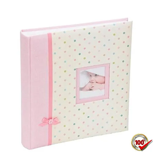 Beautiful Baby Girl Pink Photo Album With Gold Script 