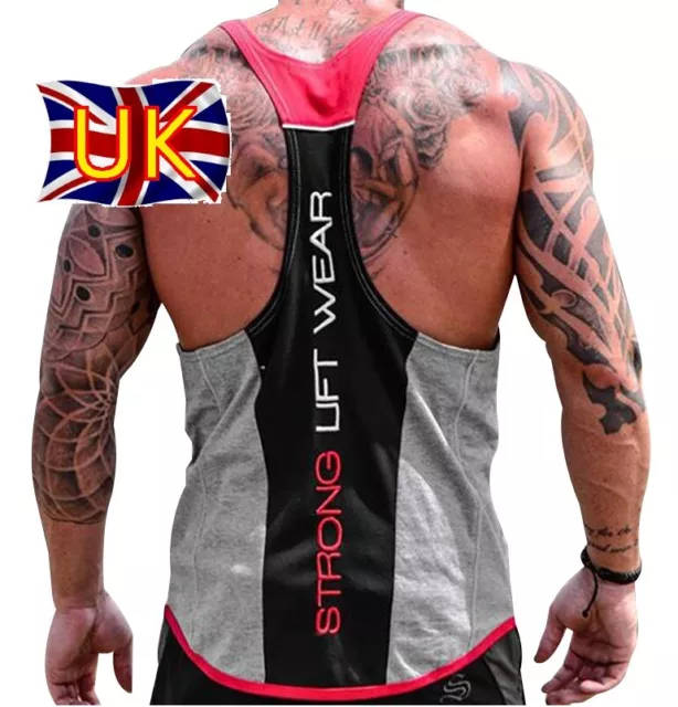 Men's Gym Sleeveless Tank Top Fit Vest t-shirt Bodybuilding training sport