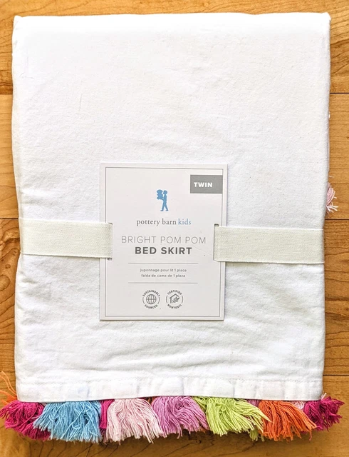 Nuevo con etiquetas Cerámica Granero Niños Brillante Pom Pom Borlas Falda Doble Cama 16" Gota