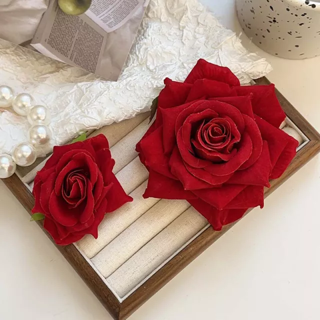 Women Retro Red Rose Flower Hair Clip Bride Brooch Wedding Accessorie Bridesm Ni