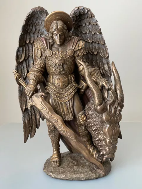 11-INCH ARCHANGEL SAINT Michael Slaying The Evil Dragon Statue Figurine …