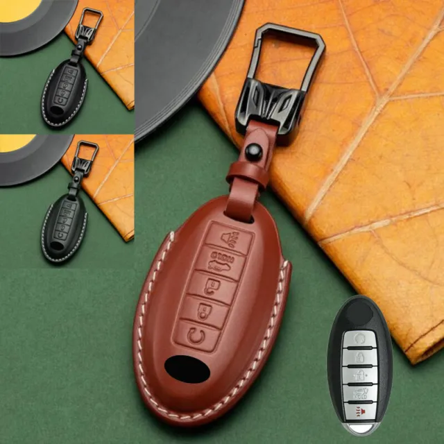 Genuine Leather Car Key Case Cover For Nissan Altima Maxima For Infiniti Q50 Q60