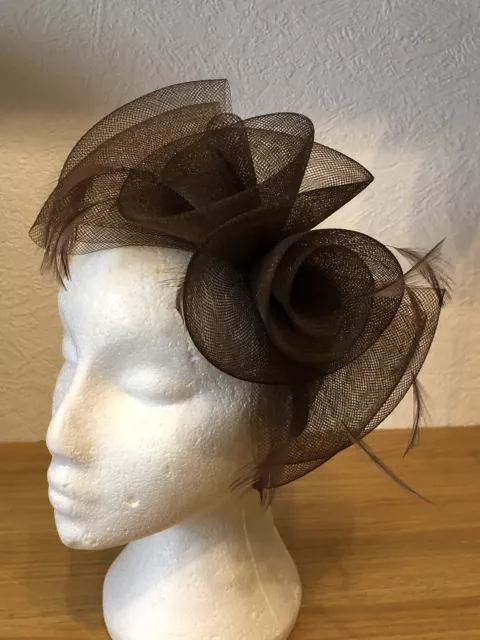 Cappello Donna Formale Fascinator Marrone Matrimonio Ascot Occasione Speciale
