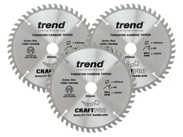 Trend - CraftPro Plunge Saw Blade 160 x 20mm x 48T (Pack 3)