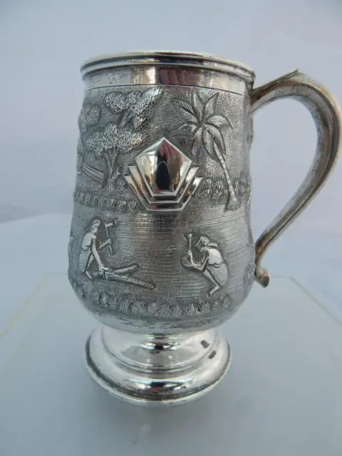 Superb Early 20Th Century Indian Colonial Sterling Silver Tankard