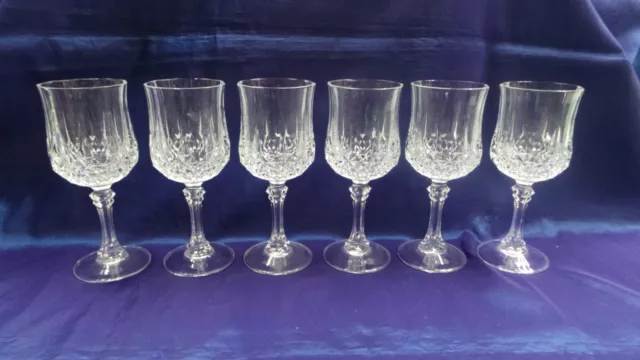 RETRO VINTAGE 24% LEAD CRYSTAL  WINE GLASSES X 6 CRISTAL d'ARQUES FRANCE