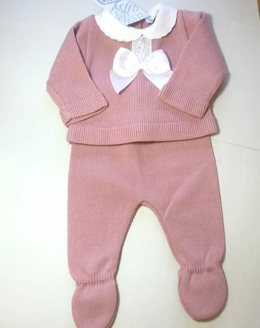 PEX Baby Girl Knitted 2 piece set Spanish Style Rose Pink NB 0-3 3-6 6-9 months