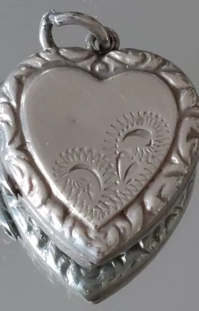 STUNNING Georg Jensen Silver Engraved Floral Heart Locket Pendant.