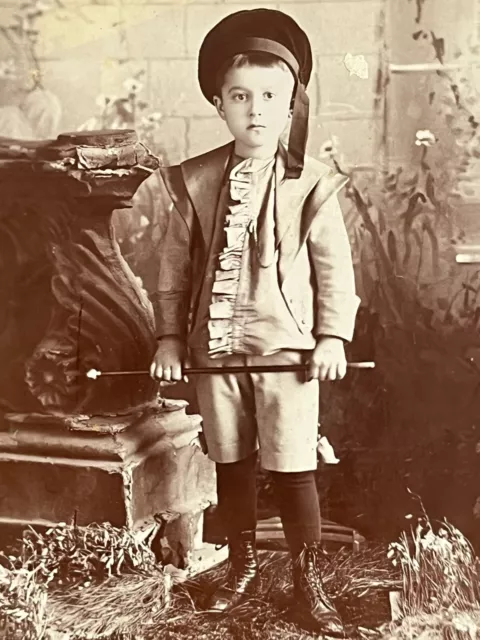 Montreal Quebec Canada Cabinet Photo Young Victorian Boy Cane Jos Dagenais 1890s