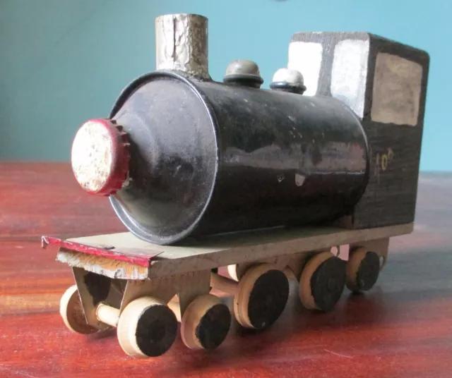 Vintage Cone Top Can Folk Art Train