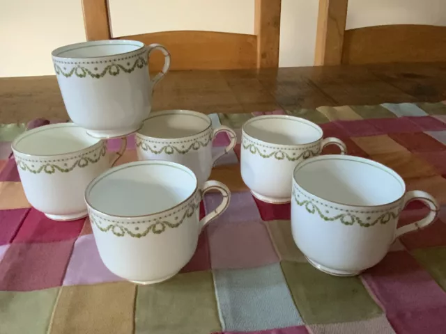 Antique George Jones & Sons Crescent China Hand Painted Tea Cups X 6