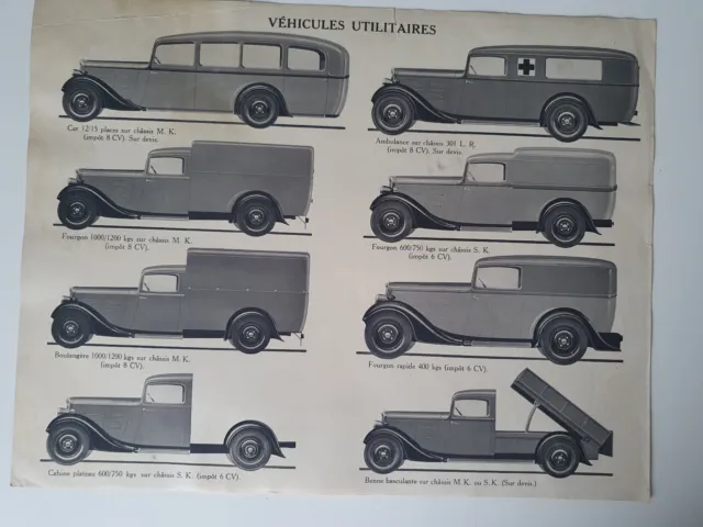 Plaquette Publicitaire Peugeot Independance 1933 + 4 fiches  PEUGEOT 201 et 301 20