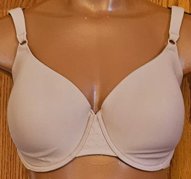 Olga T Shirt Bra 38D Underwire Back Smoothing Molded Lined Cups Beige 35145