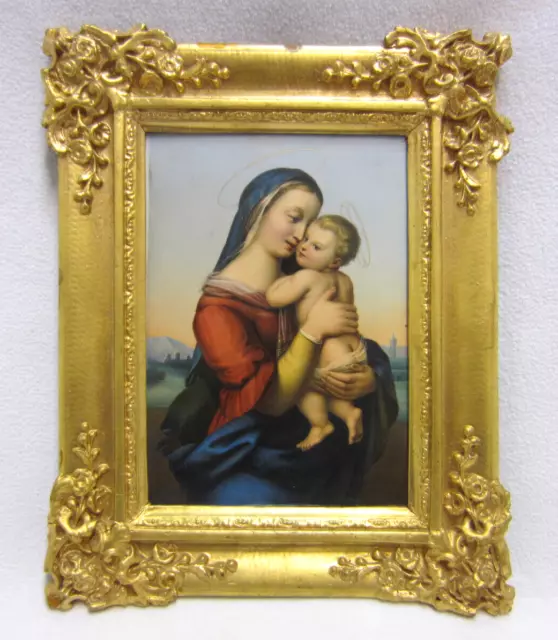 Bildplatte - Nymphenburg - Porzellan um 1850 - Madonna mit Kind - Orig. Rahmen