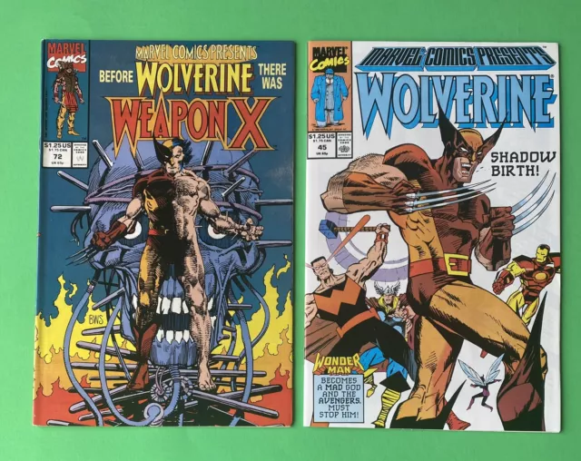 MARVEL COMICS PRESENTS #72 & #45 WOLVERINE WEAPON X VF- and NM
