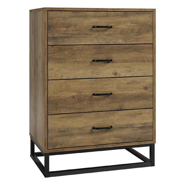 4 Drawers Dresser Easy Assembly Heavy Duty Wooden Closet for Bedroom Brown