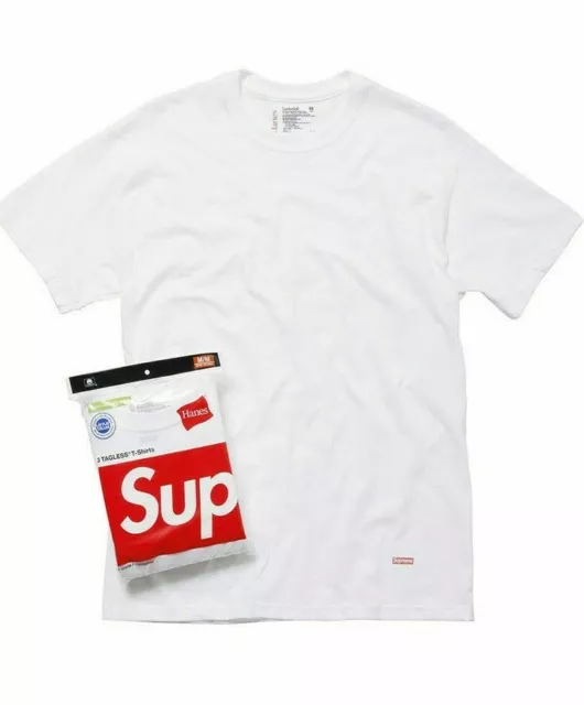 New Supreme x Hanes Size Large 3-Pack Tagless T-Shirts White FW19 100% Authentic