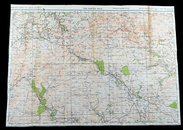 WW2 MILITARY MAP Cheviot Hills Cheviots Northumberland British War ...