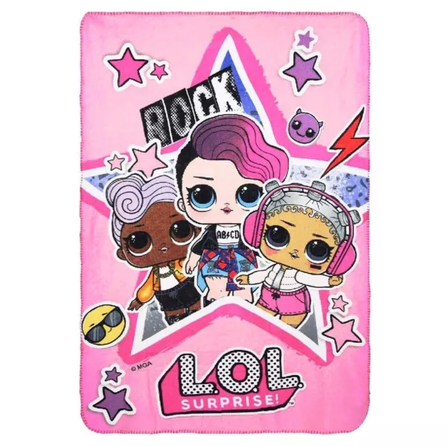 LOL Surprise Manta de Cuadros 100x150cm En Polar Manta Forro Polar Rock Rosa