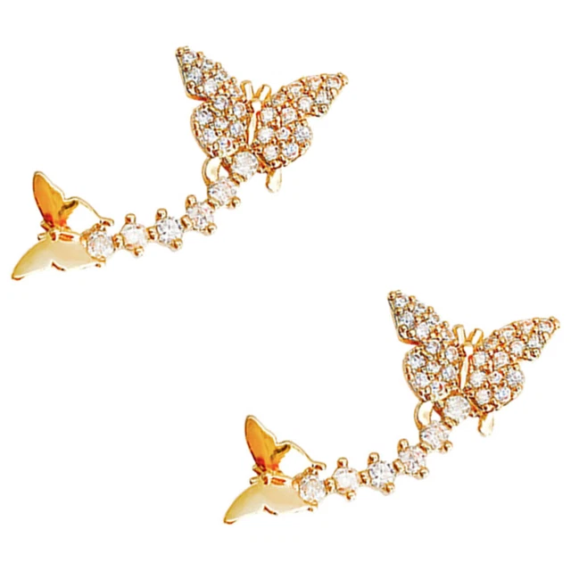 Pendientes de mariposa de moda elegantes pendientes de tachuelas cobre dorado