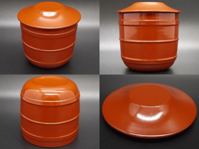 Japan Lacquer Wooden Tea caddy Very unique shaped Natsume (524)