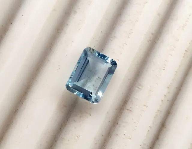 Emerald Cut Octagon Deep Blue Aquamarine Ring 8x6 mm Natural loose Gemstone