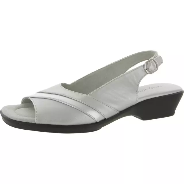 EASY STREET WOMENS Silver Slingback Sandals Shoes 8 Medium (B,M) BHFO ...