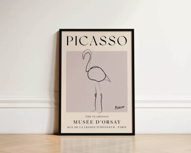 The Flamingo Pablo Picasso Print Animal Nature Line Art Drawing Artwork Poster