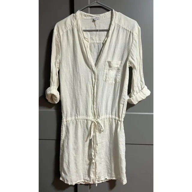 Standard James Perse 3/4 Rolled Sleeve Button Up T-Shirt Dress White Size 2 (M)