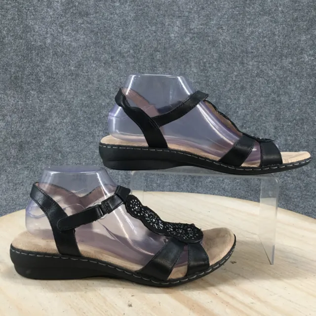 SOUL Naturalizer Sandals Womens 10 M Belle Casual TStrap Slingback Black Leather
