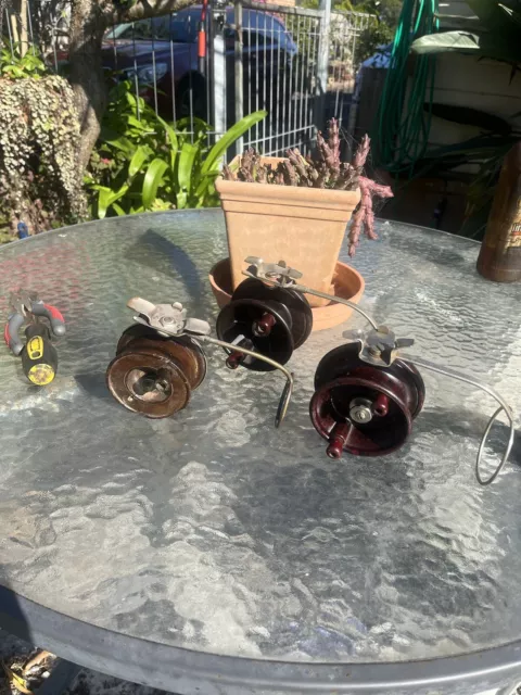 3 Vintage Sidecast Fishing Reels Alvey Alpha