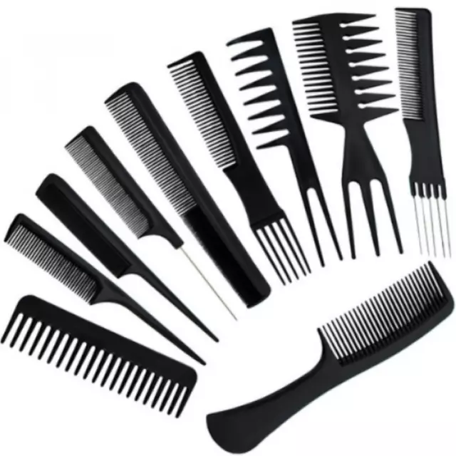 Lot de 10 Peignes Professionnels pour Salon de Coiffure Barbe Cheveux