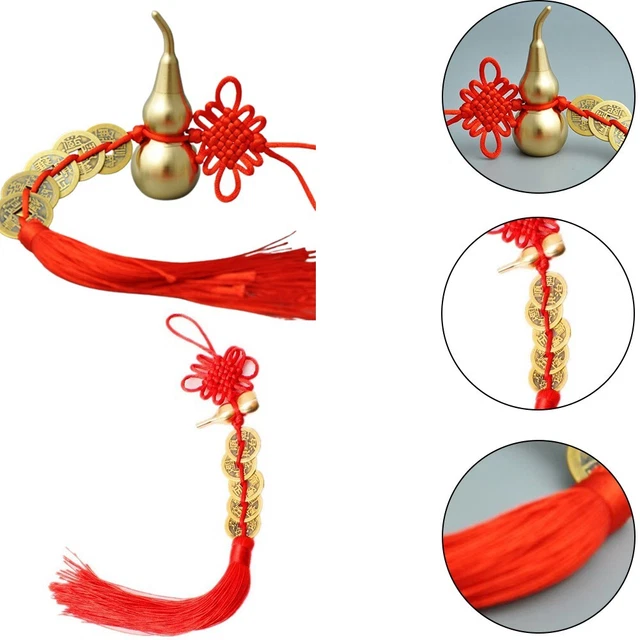 Gourd Copper Coin Good Luck Feng Shui Decor Car Hanging Ornament Chinese Knot
