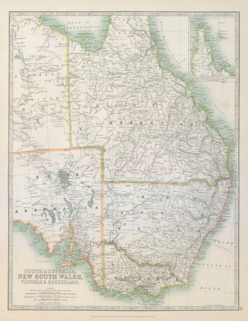 EASTERN AUSTRALIA. Queensland, New South Wales & Victoria. JOHNSTON 1915 map