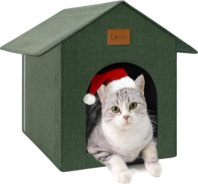 Outdoor Cat House Insulated Cat House for Winter with Cozy Cushion