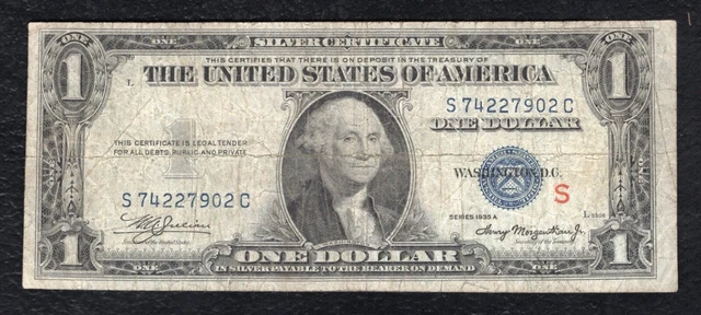 Fr. 1610 1935-A $1 One Dollar Silver Certificate Currency Note “Experimental S”