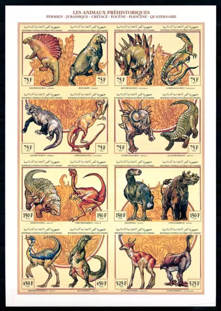 [75893] Comores 1994 Prehistoric Animals Dinosaurs Complete Sheet MNH