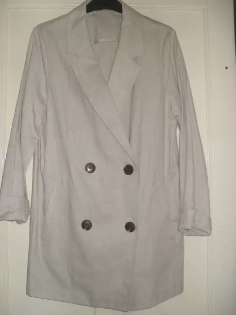 BLAZER JACKET LINEN COTTON IVORY CREAM DOUBLE BREASTED SIZE 10 Chest 40"