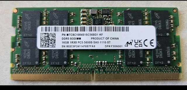 MICRON 16GB DDR5 SODIMM 4800MHz (2x8GB) Laptop Memory RAM $232.87