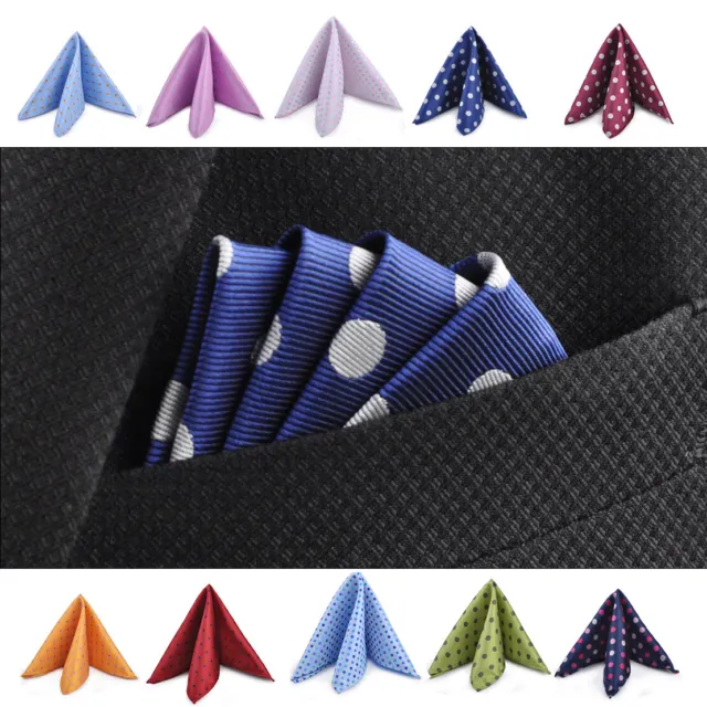 10 9.8" Men Pocket Square Dot Jacquard Handkerchief Polka Hanky Wedding Party rt