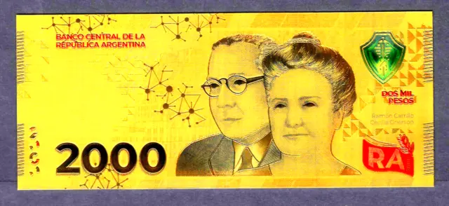 ★★ Argentine : Billet Polymer  " Or " 2000 Pesos 2023 ★★ F