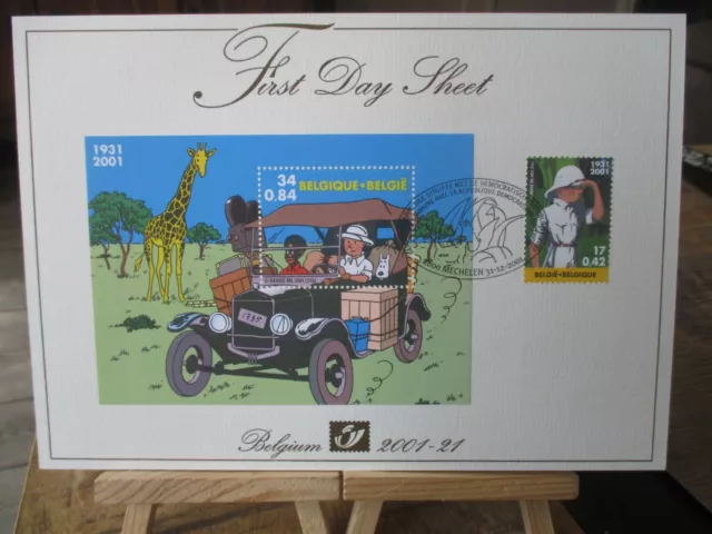 Hergé-Timbres 70 eme anniversaire Bd Tintin  Congo-Support épais-Numéroté