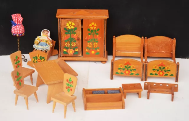 Mid Century Miniature Dollhouse Kitchen & Bedroom Dora Kuhn