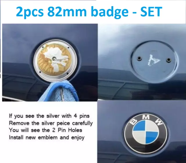 2PCS ORIGINAL BMW 82mm Front Hood Rear Trunk Emblem Badge Bonnet Logo  Genuine 2x $49.99 - PicClick