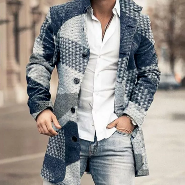 Mens Winter Warm Blazer Trench Coat Office Overcoat Long Jacket Smart Outwear US