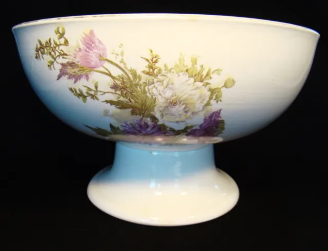 Antique Sevres China Co. E. Liverpool Ohio Floral Punch Bowl 1900-1908