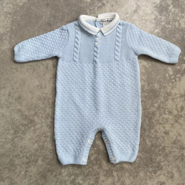 Sarah Louise Baby Boys 1 piece Knitted Blue Outfit 3 Months New Without Tags