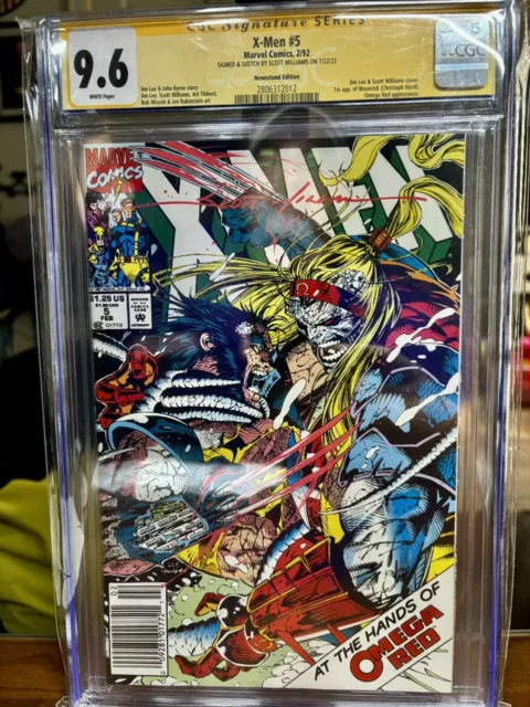 X-MEN #5 CGC 9.6 SS Newsstand, Signed by Scott Williams, Bloody Claws Remarque.