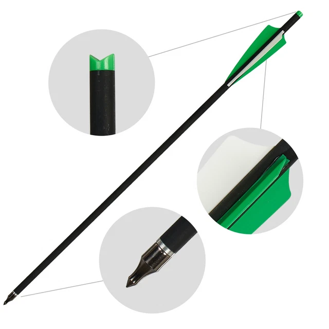 12Pcs 20" Crossbow Bolts Carbon Arrows Half Moon Nocks 8.8mm OD Archery Hunting